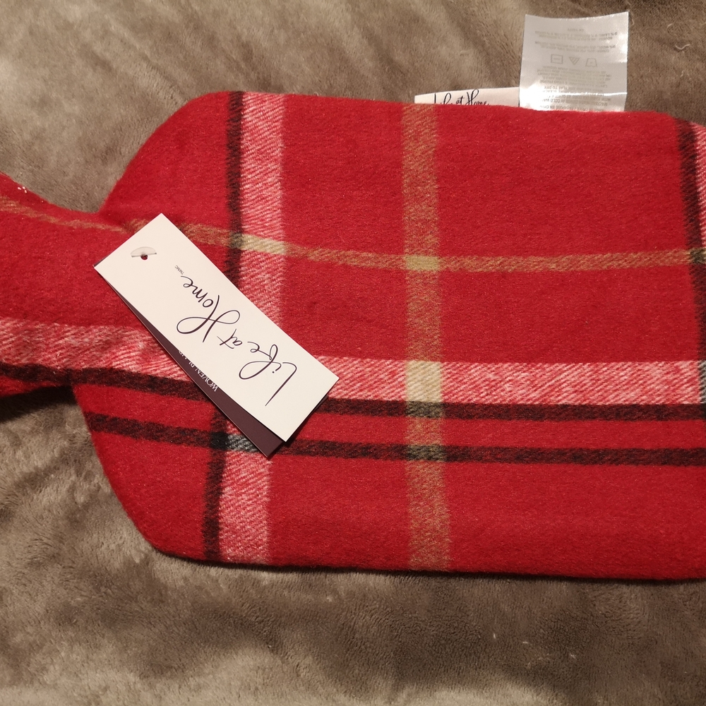 Life at Home Red Plaid Hot Water Bottle by